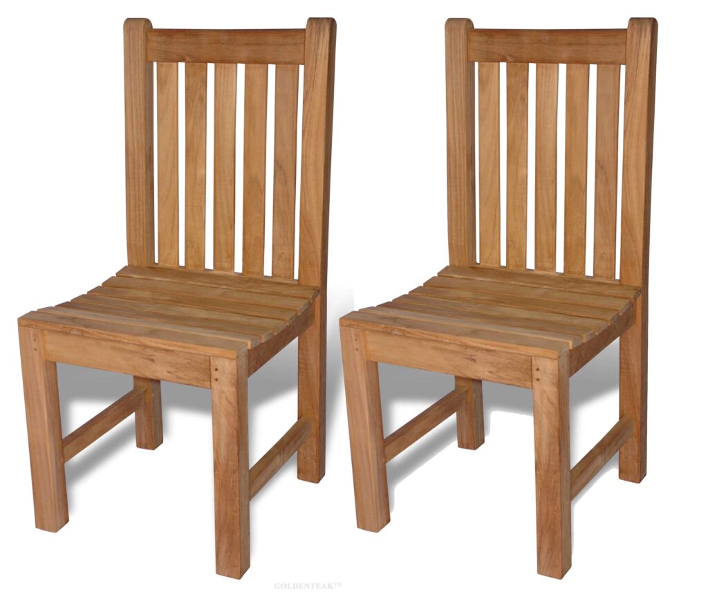 Teak Block Island Side Chair Pair - GOLDENTEAK