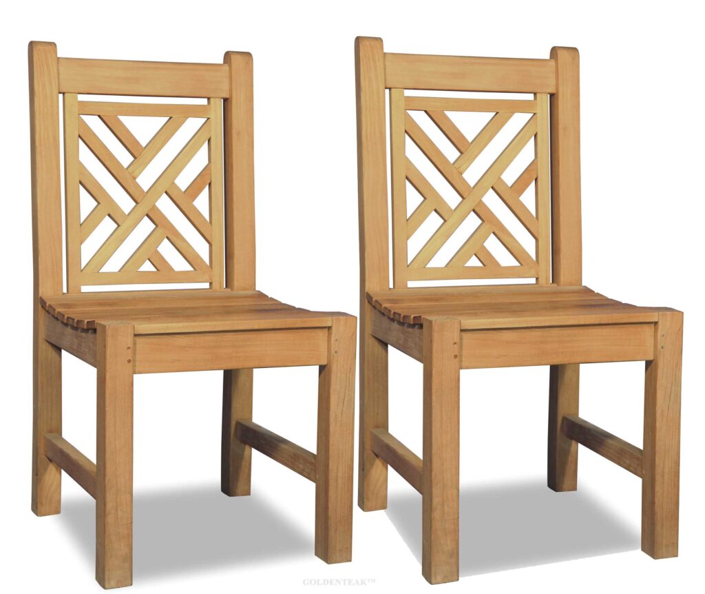 Teak Chippendale Side Chair Pair - GOLDENTEAK