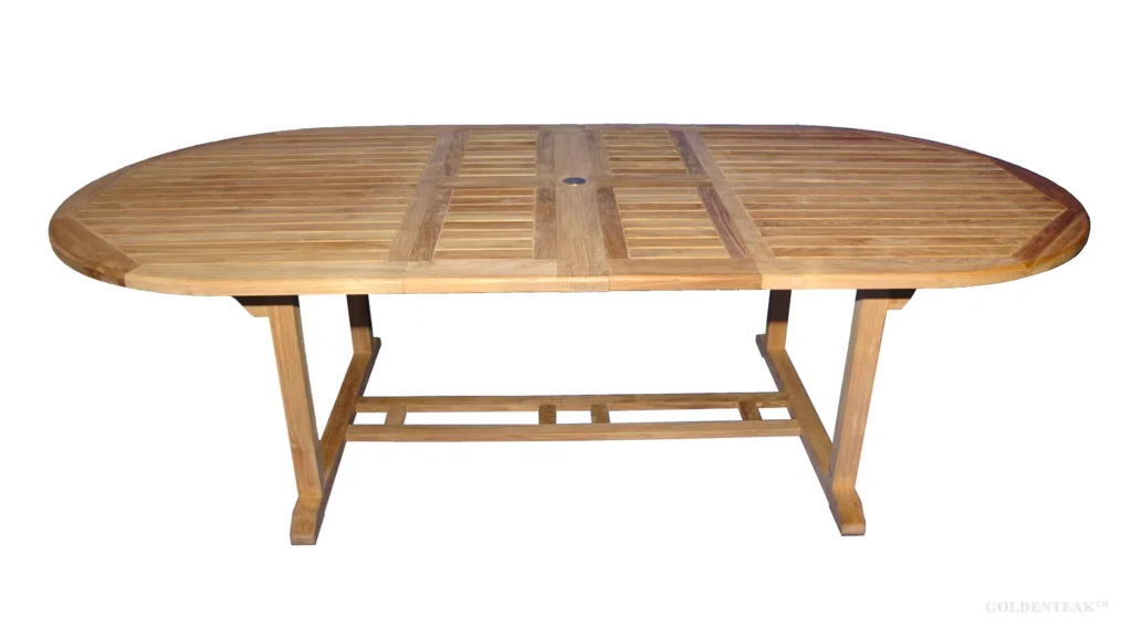 Teak Oval Table with 2 Extensions Goldenteak