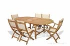 Teak Dining Set Oval Ext Table 6 Providence Chairs Cream