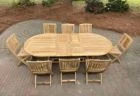 Teak Dining Set for 8 - Oval Ext Table and 8 Teak Providence Folding Side Chairs
