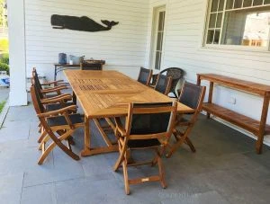 Teak Outdoor Dining Set for 10 with Teak & Sling Chairs