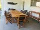 Teak Outdoor Dining Set for 10  with Teak & Sling Chairs