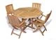 Teak Outdoor Dining set, Octagon table and 4 folding chairs