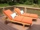 Teak Sunlounger pair with Tangerine Cushions - Customer Photo