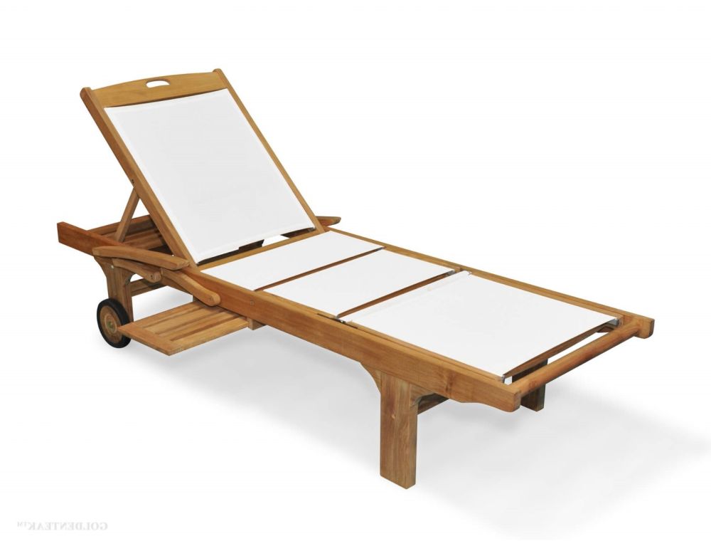 wooden sun lounger pair