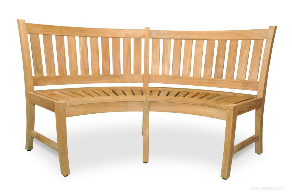 teak bench curved