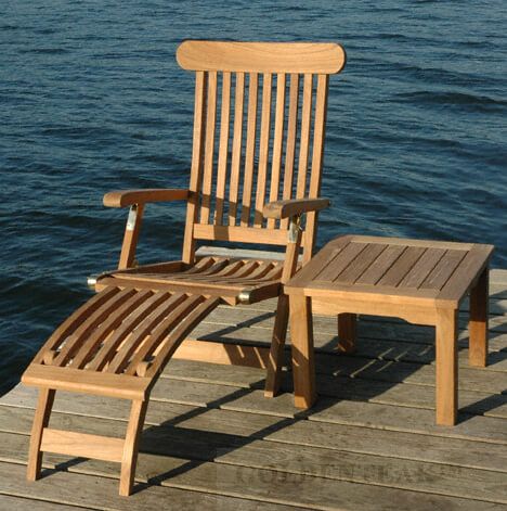 pair of wooden steamer chairs